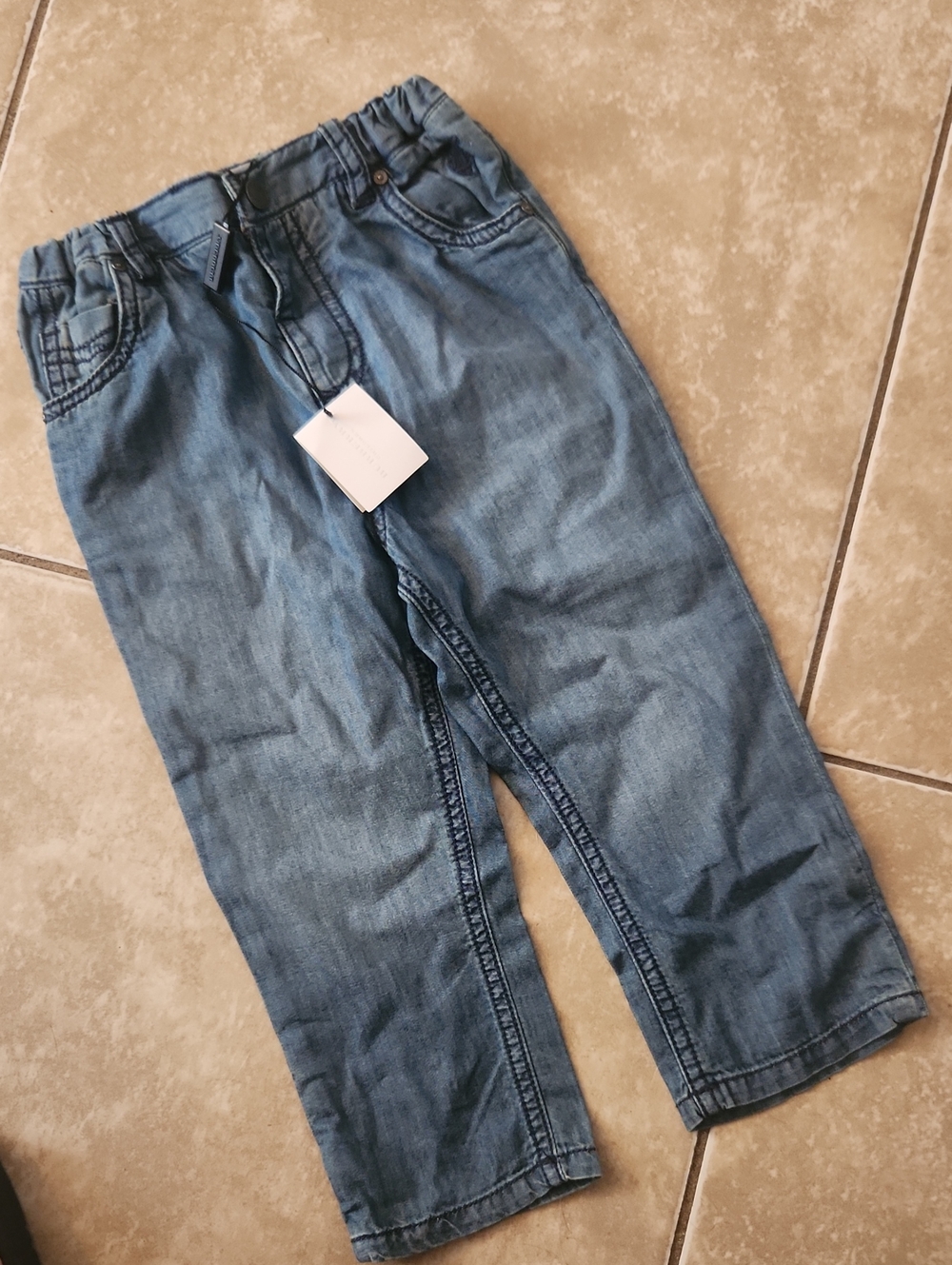 Burberry Kids Light Wash Elastic Waist Denim Pants - Blue